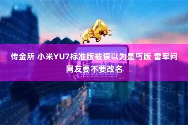 传金所 小米YU7标准版被误以为是丐版 雷军问网友要不要改名